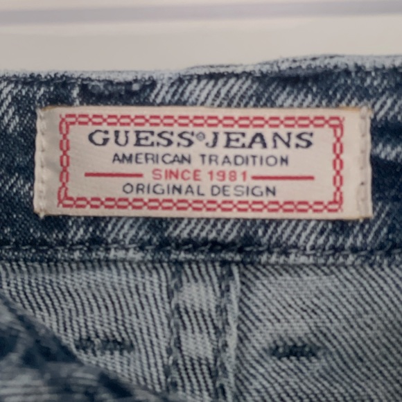 Vintage Guess Triangle 90s Acid Wash Button Fly High Waist Mini Skirt XS US26 - Picture 5 of 5